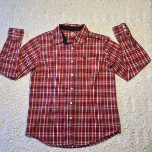 George Strait Wrangler Red Plaid Button-Up Shirt